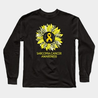 Leopard Sunflower Sarcoma Cancer Awareness Yellow Ribbon Long Sleeve T-Shirt